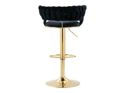 Conjunto de 2 bancos altos giratórios 360° - 54 x 46 x 78/97 - altura ajustável com encosto - veludo - preto