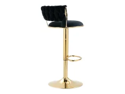 Conjunto de 2 bancos altos giratórios 360° - 54 x 46 x 78/97 - altura ajustável com encosto - veludo - preto