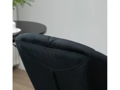 Conjunto de 2 bancos altos giratórios, altura ajustável, com encosto, toque de veludo, preto, sem braços