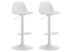 Conjunto de 2 bancos altos em polipropileno e metal - Branco - XAFY