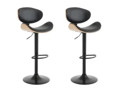 Conjunto de 2 bancos altos pele sintética, natural claro e preto - MONTENEGRO