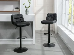 Conjunto de 2 bancos altos pele sintética e metal preto - KADERINA