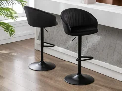 Conjunto de 2 bancos altos veludo e metal preto - DORALIZ