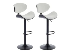 Conjunto de 2 bancos altos tecido bouclé e metal branco e preto - MONTENEGRO