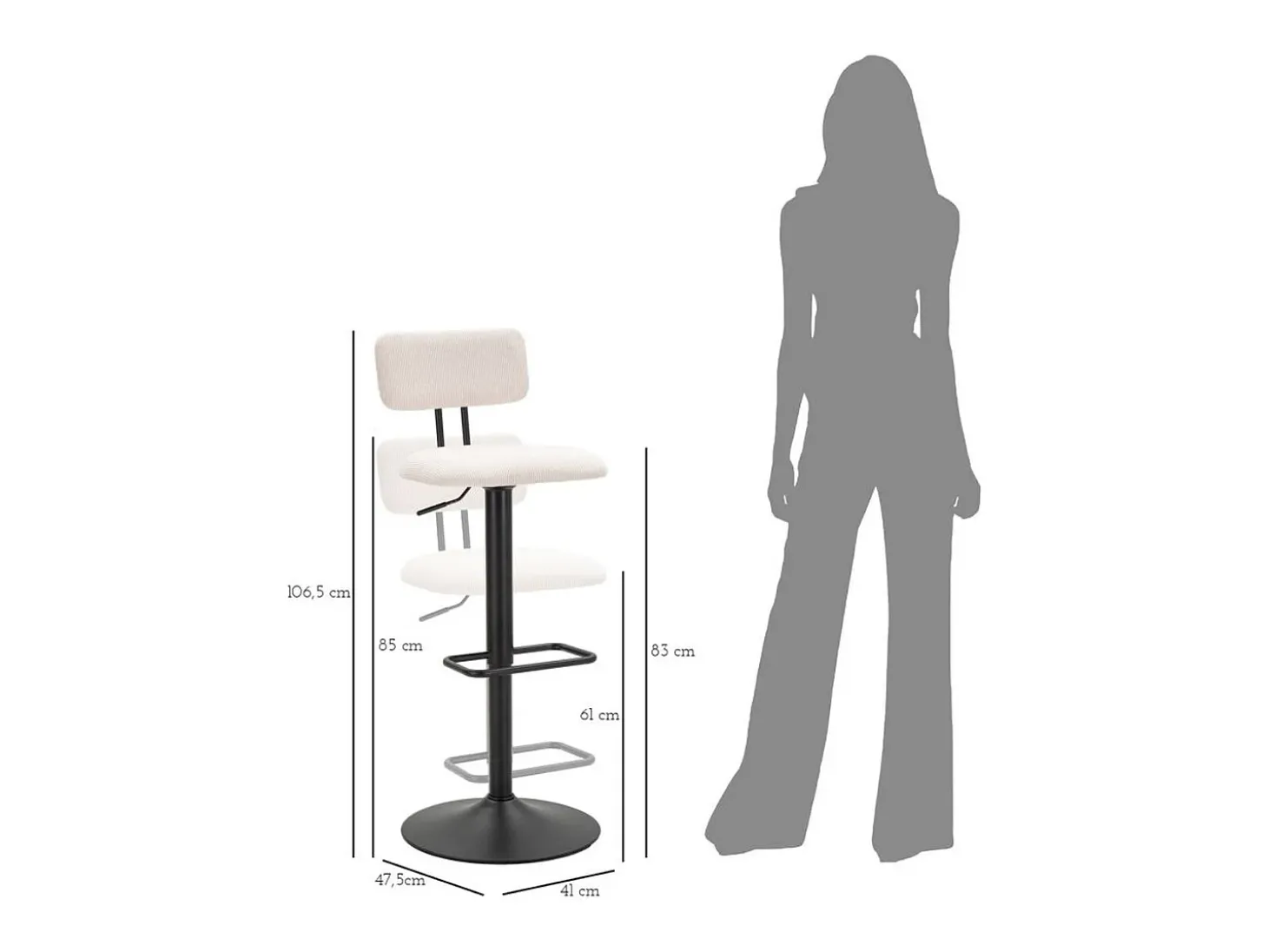 Conjunto de 2 Bancos Altos VKH446, Branco, 41x47,5x85 cm, Kendra Home