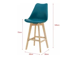 Conjunto de 4 bancos altos de plástico sintético em faia 105x48x58 cm turquesa 03_0008823