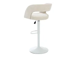 Conjunto de 2 bancos altos em tecido e metal branco, altura regulável cor creme - LAJUNIA