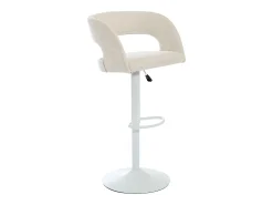 Conjunto de 2 bancos altos em tecido e metal branco, altura regulável cor creme - LAJUNIA