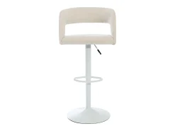 Conjunto de 2 bancos altos em tecido e metal branco, altura regulável cor creme - LAJUNIA