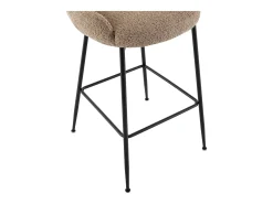 Conjunto de 2 bancos altos em tecido bouclé e metal preto, cor taupe - TOYBA