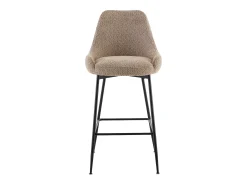 Conjunto de 2 bancos altos em tecido bouclé e metal preto, cor taupe - TOYBA