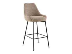 Conjunto de 2 bancos altos em tecido bouclé e metal preto, cor taupe - TOYBA