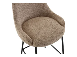 Conjunto de 2 bancos altos em tecido bouclé e metal preto, cor taupe - TOYBA