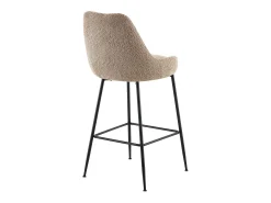 Conjunto de 2 bancos altos em tecido bouclé e metal preto, cor taupe - TOYBA