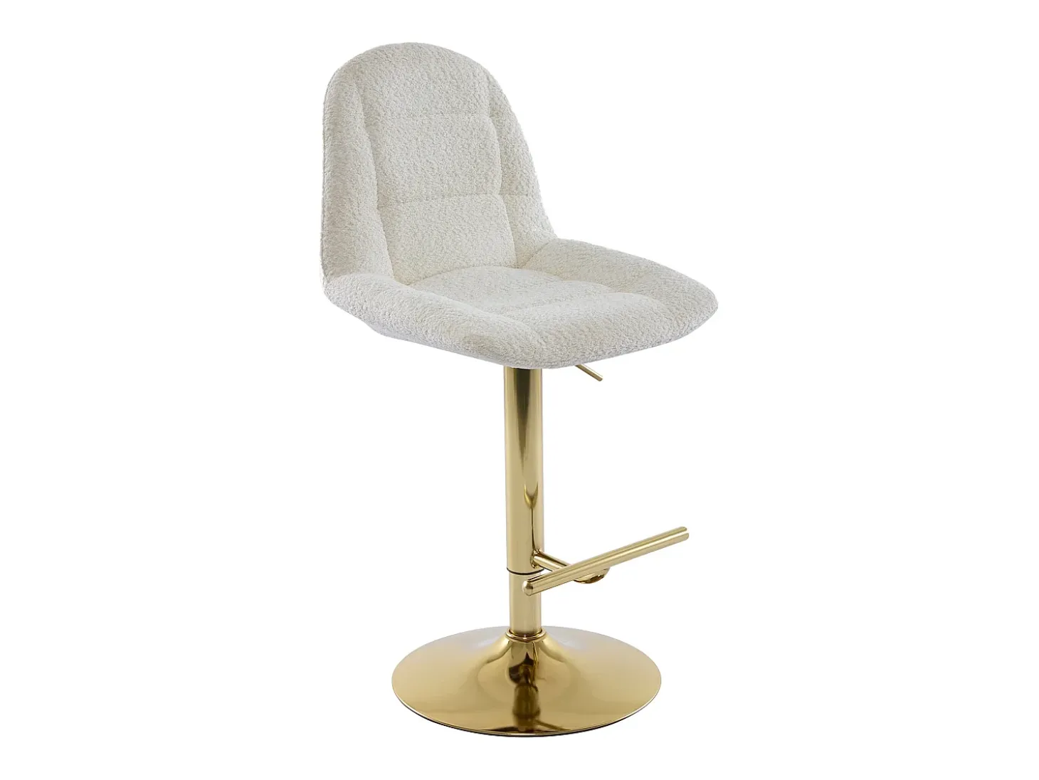 Conjunto de 2 bancos altos em tecido bouclé e metal dourado branco - LOLY