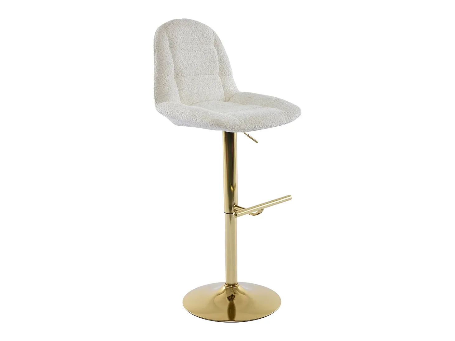Conjunto de 2 bancos altos em tecido bouclé e metal dourado branco - LOLY