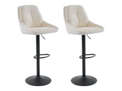 Conjunto de 2 bancos altos tecido texturizado e metal, altura regulável, creme - LARANZA