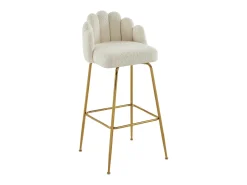 Conjunto de 2 bancos altos tecido bouclé e metal dourado, cor creme - ALTINAM