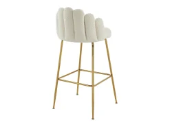 Conjunto de 2 bancos altos tecido bouclé e metal dourado, cor creme - ALTINAM