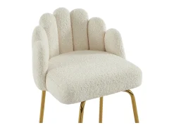Conjunto de 2 bancos altos tecido bouclé e metal dourado, cor creme - ALTINAM