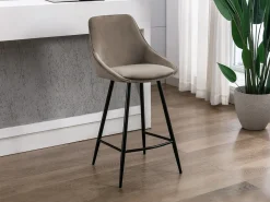 Conjunto de 2 bancos altos - Veludo - Taupe - MASURIE