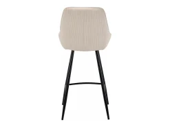 Conjunto de 2 bancos altos, veludo canelado e metal preto - Creme - MASURIE