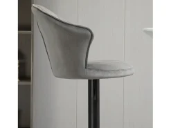 Conjunto de 2 bancos altos giratórios, com altura ajustável, com encosto, toque de veludo, cinza, sem braços