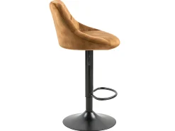 Conjunto de 2 bancos de bar, altura ajustável - tecido e metal - amarelo escuro - TRACER