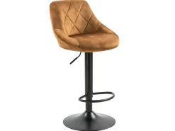 Conjunto de 2 bancos de bar, altura ajustável - tecido e metal - amarelo escuro - TRACER