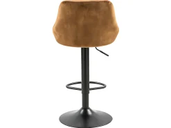Conjunto de 2 bancos de bar, altura ajustável - tecido e metal - amarelo escuro - TRACER