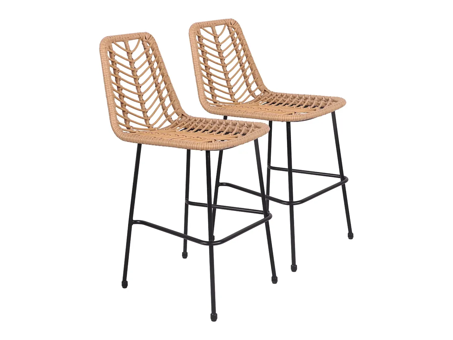 Conjunto de 2 bancos de bar em rotim sintético OKA