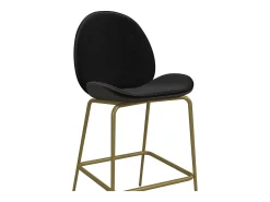 Conjunto de 2 bancos de bar estofados em PU preto