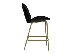 Conjunto de 2 bancos de bar estofados em PU preto