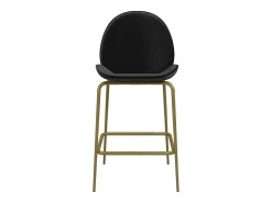 Conjunto de 2 bancos de bar estofados em PU preto