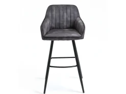 Conjunto de 2 bancos de bar - tecido e metal - antracite - BOND