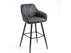 Conjunto de 2 bancos de bar - tecido e metal - antracite - BOND