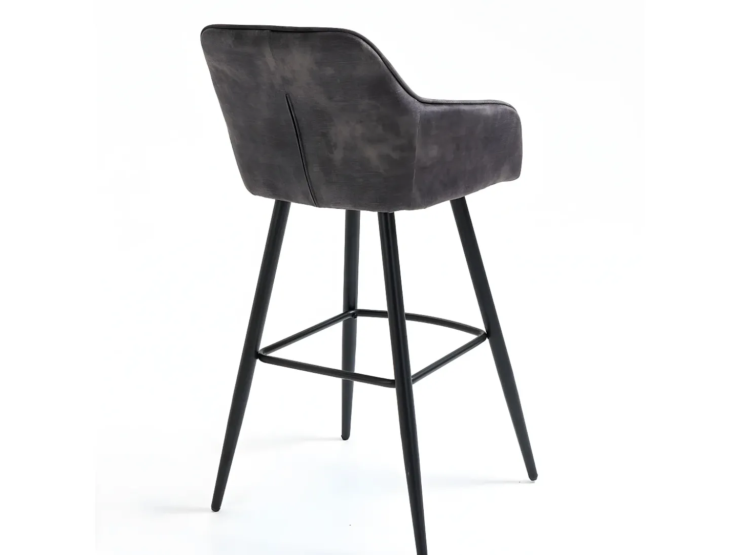 Conjunto de 2 bancos de bar - tecido e metal - antracite - BOND
