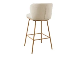 Conjunto de 2 bancos de bar em tecido texturado e metal com efeito madeira - Bege e Natural - SENORASE
