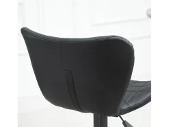 Conjunto de 2 bancos de bar, design retrô, altura ajustável, rotação de 360°, couro preto