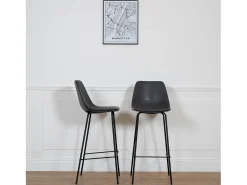 Conjunto de 2 bancos de bar LUCIEN vintage cinzento escuro - Altura do assento 75cm