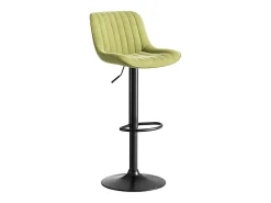 Conjunto de 2 bancos de bar verdes, com altura regulável, em veludo e metal.