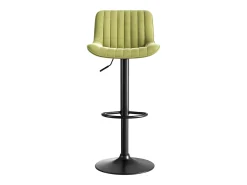 Conjunto de 2 bancos de bar verdes, com altura regulável, em veludo e metal.