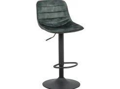 Conjunto de 2 bancos de bar, com altura regulável - tecido e metal - verde escuro - TITUS