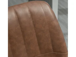 Conjunto de 2 bancos de bar, bancos de balcão com altura ajustável, couro sintético, banco de bistrô com anel de pé, aço, marrom