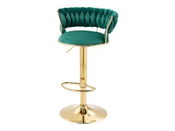 Conjunto de 2 bancos de bar giratórios de 360° e ajustáveis ​​em altura com apoio para os pés, veludo, verde e prateado