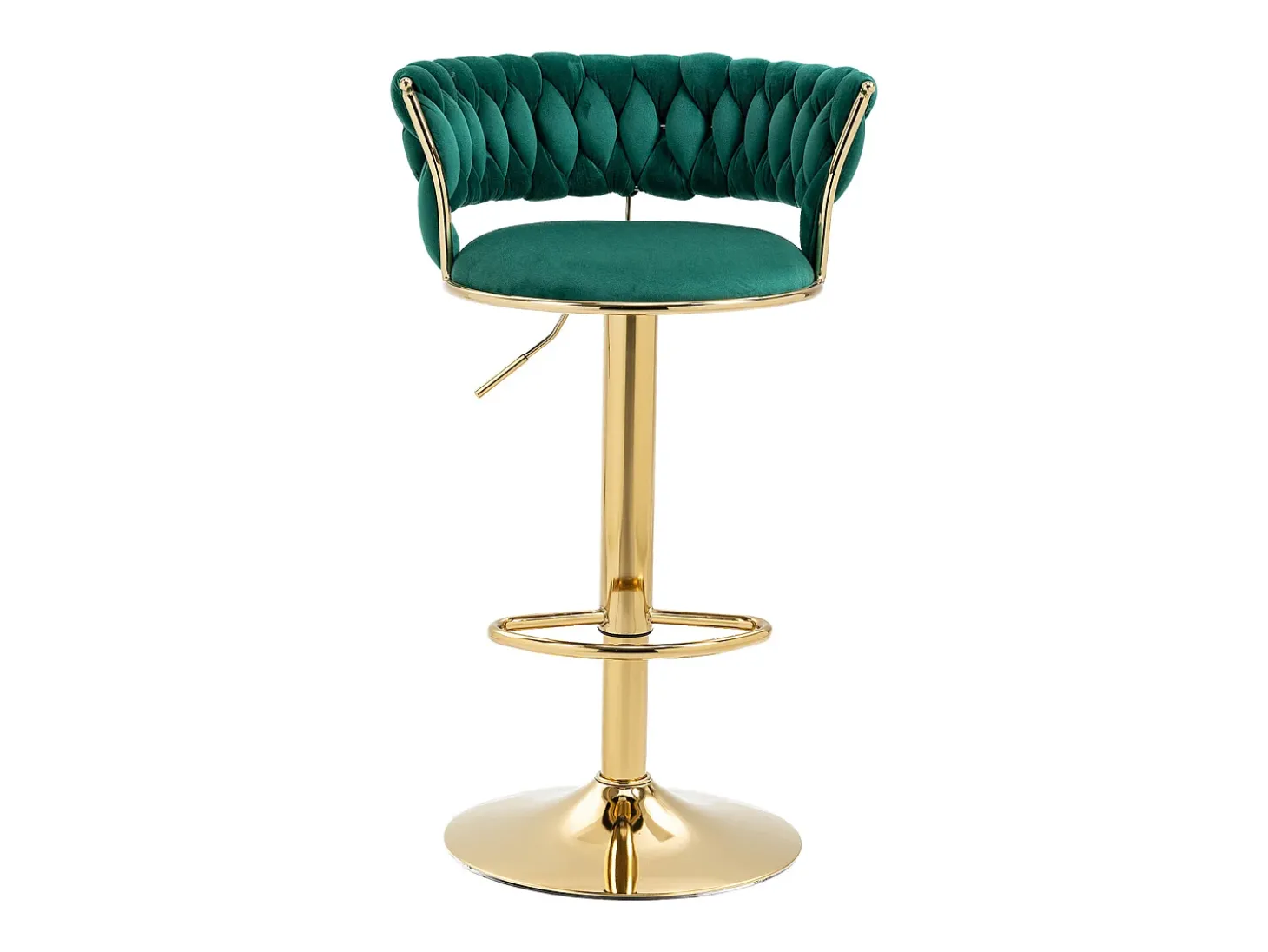 Conjunto de 2 bancos de bar giratórios de 360° e ajustáveis em altura com apoio para os pés, veludo, verde e prateado