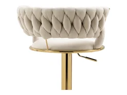 Conjunto de 2 bancos de bar giratórios de 360° e ajustáveis ​​em altura com apoio para os pés, veludo, bege e prateado