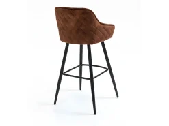 Conjunto de 2 bancos de bar - tecido e metal - castanho avermelhado - SHERRY