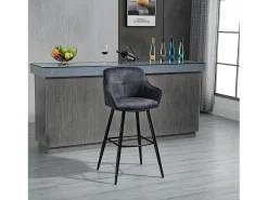 Conjunto de 2 bancos de bar - tecido e metal - antracite - SHERRY