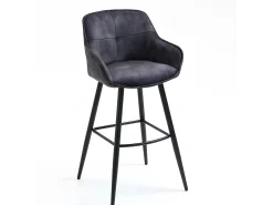 Conjunto de 2 bancos de bar - tecido e metal - antracite - SHERRY